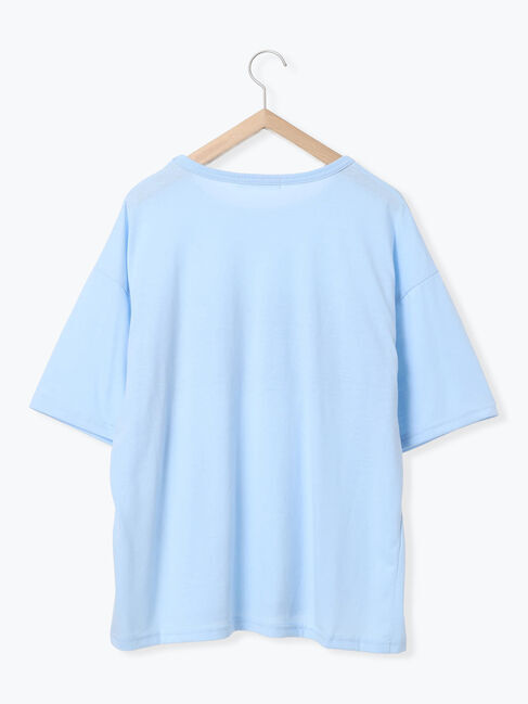 Samansa Mos2 blue「◎【接触冷感】シャーリングドッキングTシャツ」|Tシャツ・カットソー|