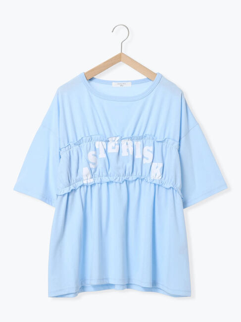 Samansa Mos2 blue「◎【接触冷感】シャーリングドッキングTシャツ」|Tシャツ・カットソー|