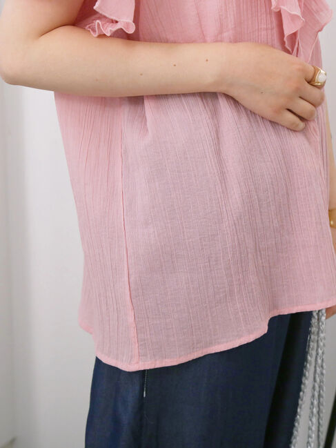 Samansa Mos2 blue「◎フリルブラウス」|シャツ・ブラウス|