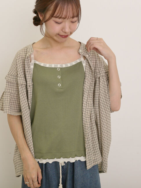 Samansa Mos2「裾レイヤード風レースキャミ」|キャミソール|