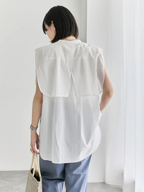 Samansa Mos2 blue「ケープブラウス」|シャツ・ブラウス|