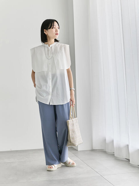 Samansa Mos2 blue「ケープブラウス」|シャツ・ブラウス|