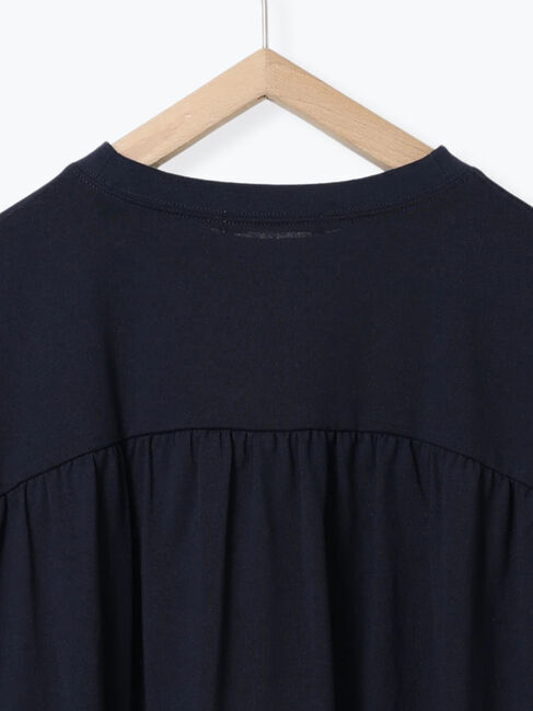 Samansa Mos2 blue「【接触冷感】ドルマンギャザー刺繍Tシャツ」|Tシャツ・カットソー|