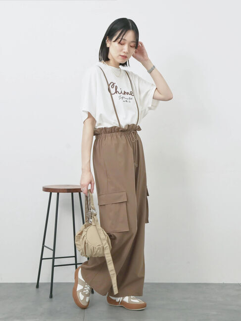 Samansa Mos2 blue「【接触冷感】ドルマンギャザー刺繍Tシャツ」|Tシャツ・カットソー|