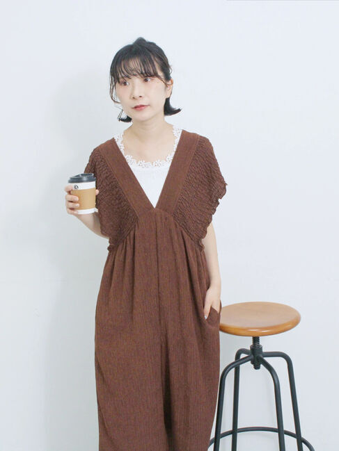 Samansa Mos2 blue「楊柳ワイドロンパース」|その他|