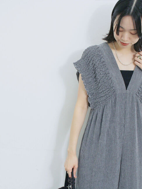 Samansa Mos2 blue「楊柳ワイドロンパース」|その他|