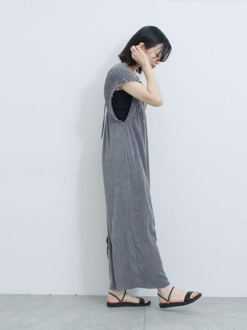 Samansa Mos2 blue「楊柳ワイドロンパース」|その他|