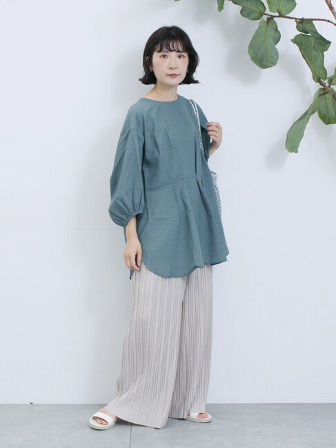 Samansa Mos2 blue「タックブラウス」|シャツ・ブラウス|