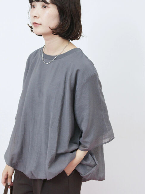 Samansa Mos2 blue「裾バルーンTシャツ」|Tシャツ・カットソー|