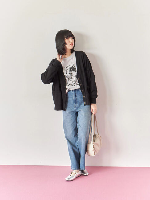 Samansa Mos2 blue「箔フォトプリントロンT」|Tシャツ・カットソー|