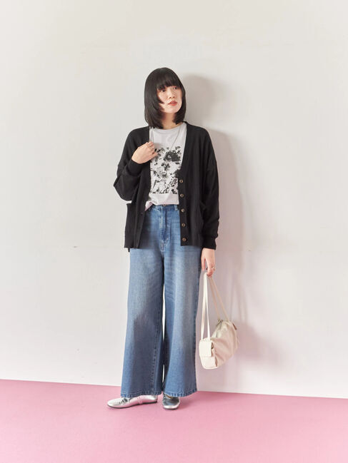 Samansa Mos2 blue「箔フォトプリントロンT」|Tシャツ・カットソー|