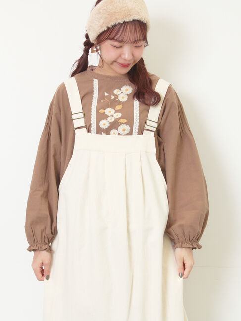 Samansa Mos2「【WEB限定】花柄刺繍ブラウス」|シャツ・ブラウス|モカ