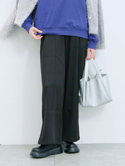 Samansa Mos2 blue「切り替えタックパンツ」|その他|ブラック