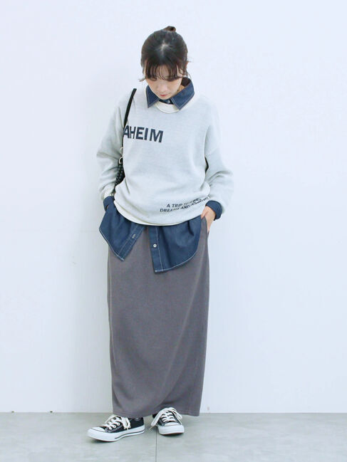 Samansa Mos2 blue「カットリブナロースカート」|スカート|