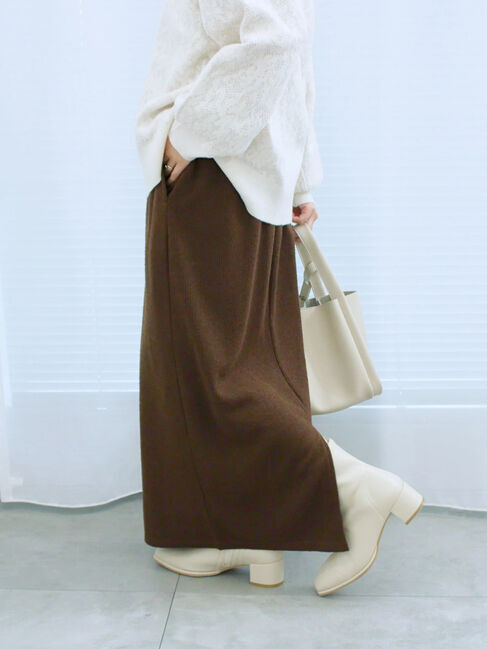 Samansa Mos2 blue「カットリブナロースカート」|スカート|