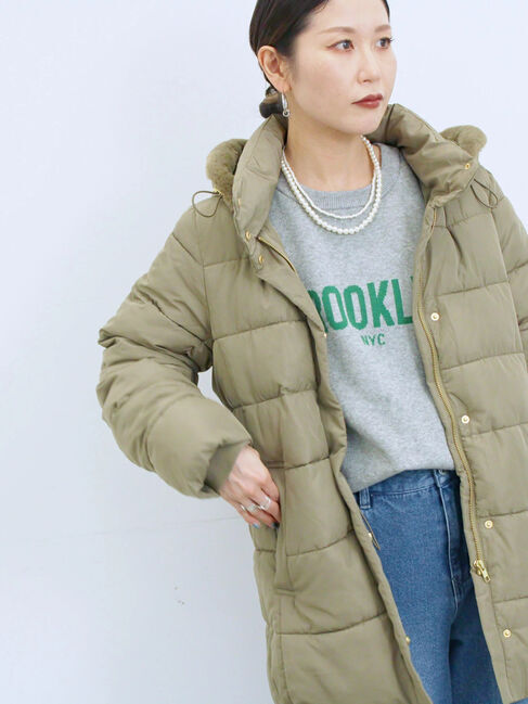 Samansa Mos2 blue「スタイルアップパデットコート」|その他|