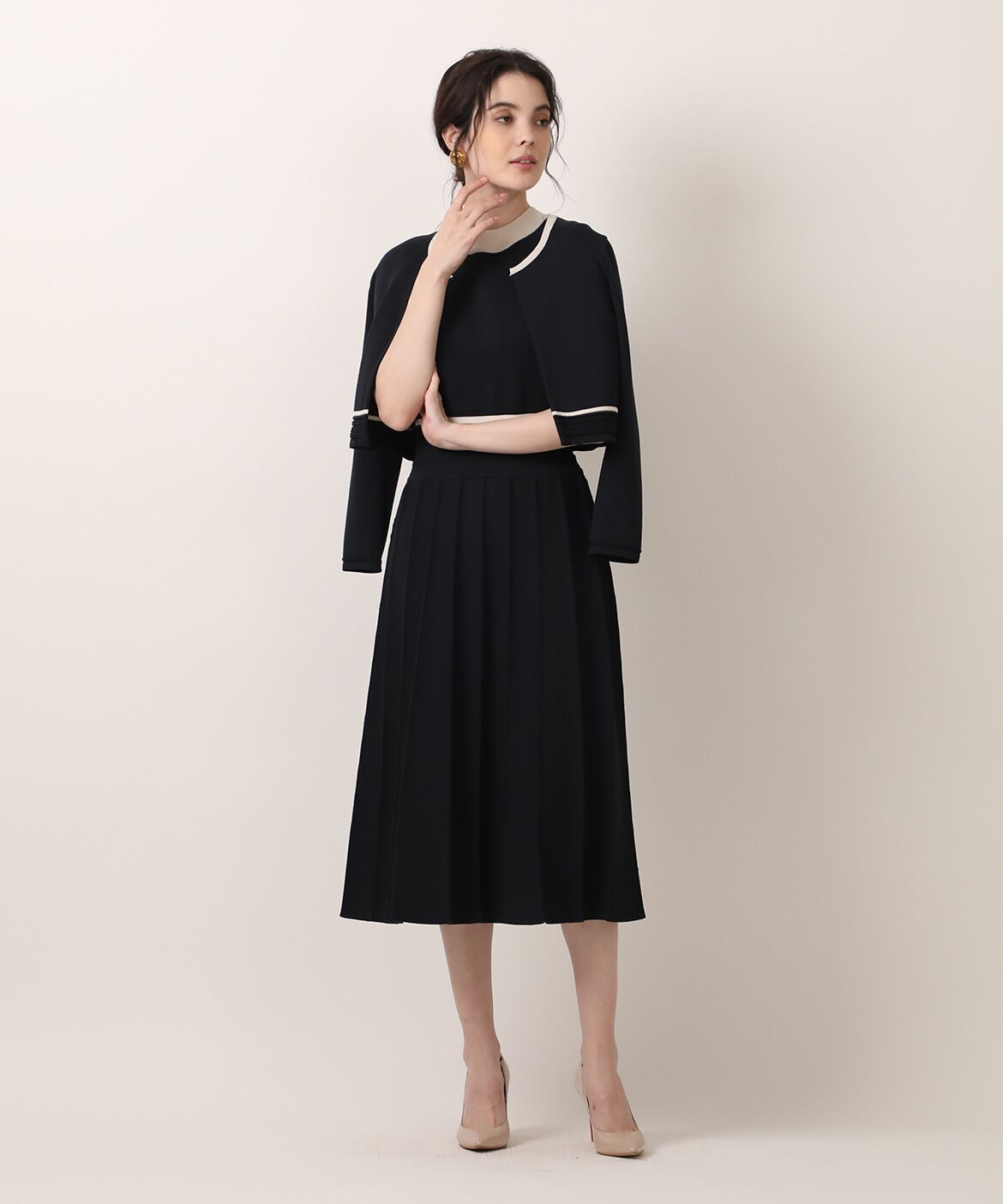 Maglie le cassetto「《M Maglie le cassetto》バイカラーボレロカーディガン」|カーディガン|