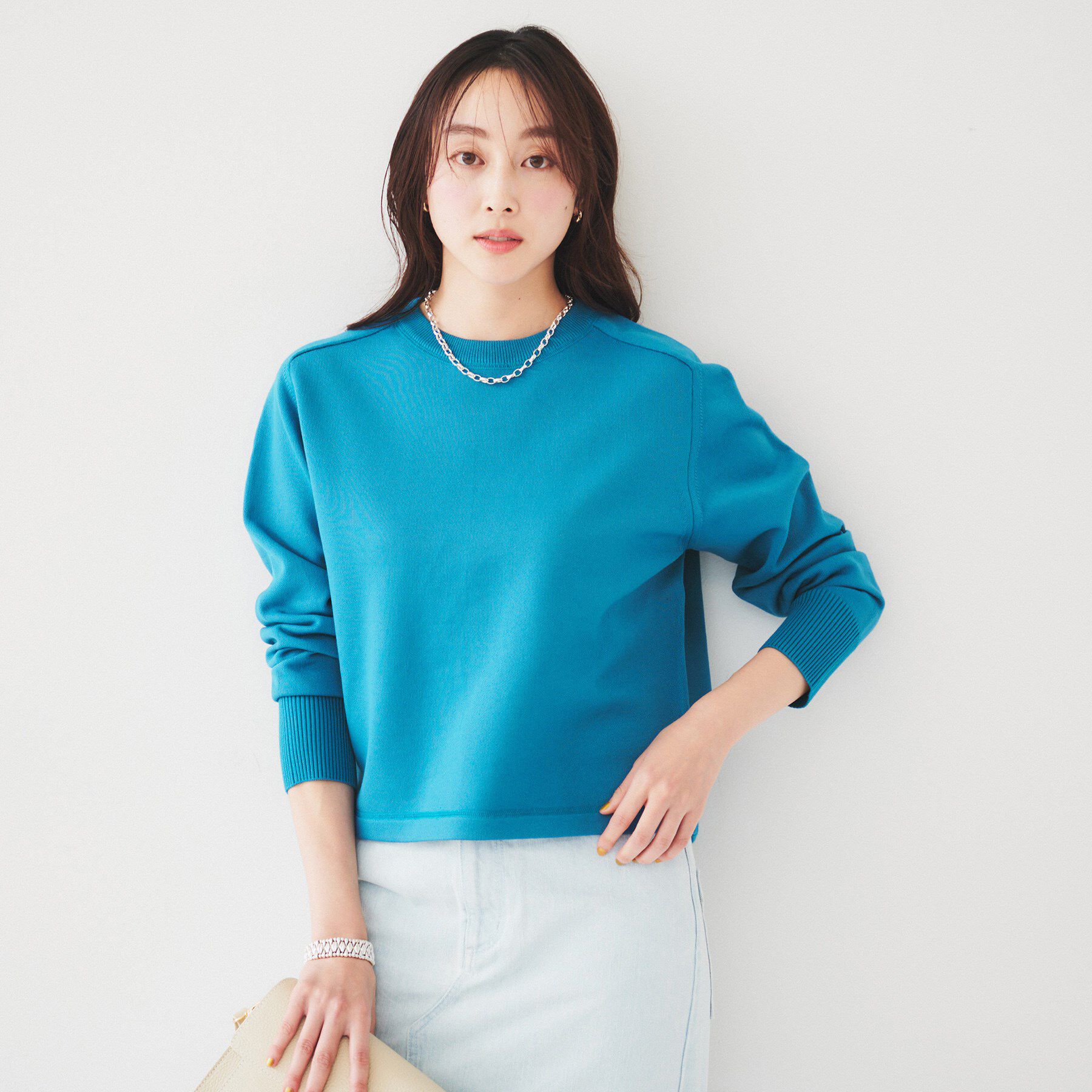 UNTITLED「【オンオフ使える】ドルマンスリーブニット」|ニット・セーター|ブルーグリーン(09