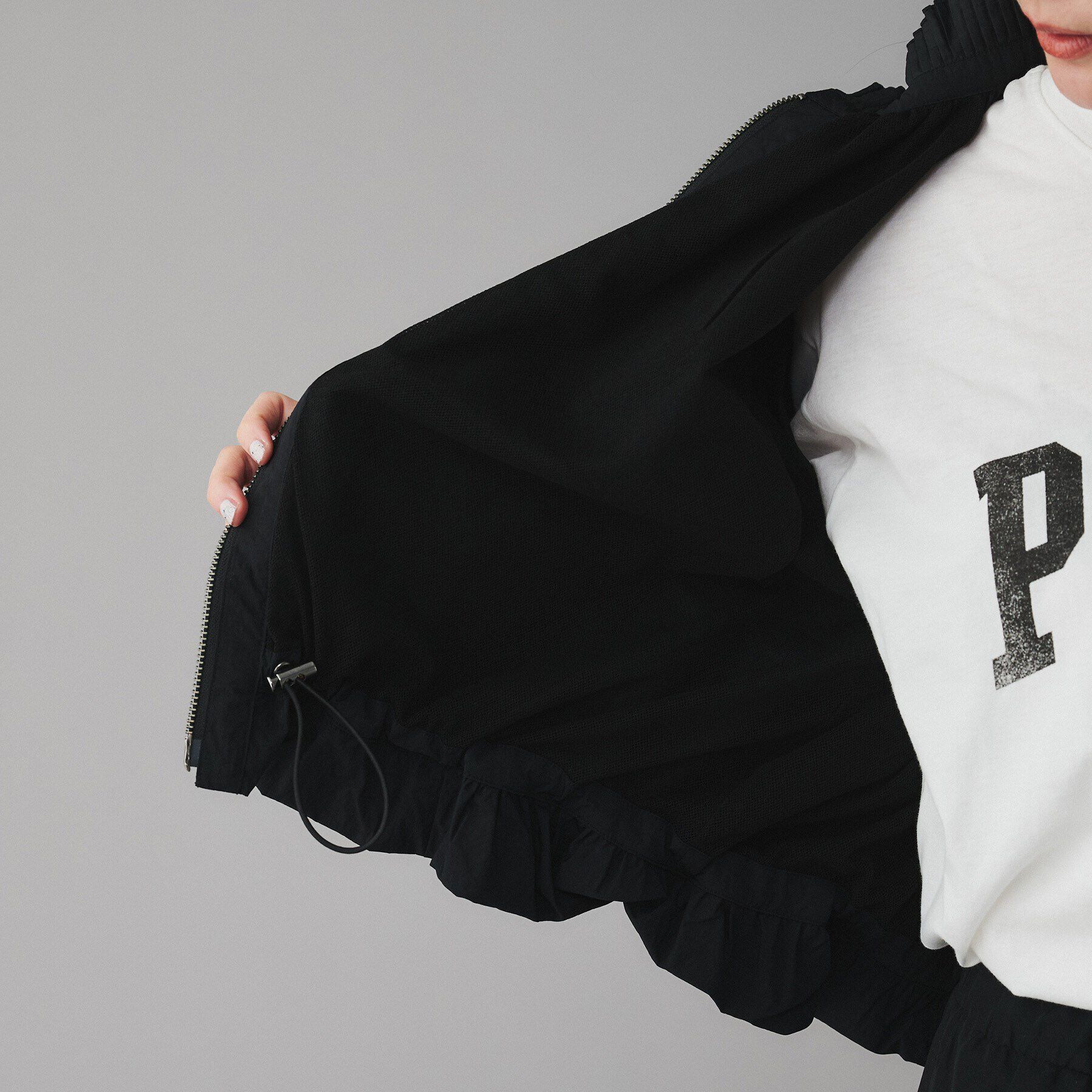 UNTITLED「【MARILYN MOON】プリーツナイロンシアーバルーンブルゾン」|ブルゾン・スタジャン|