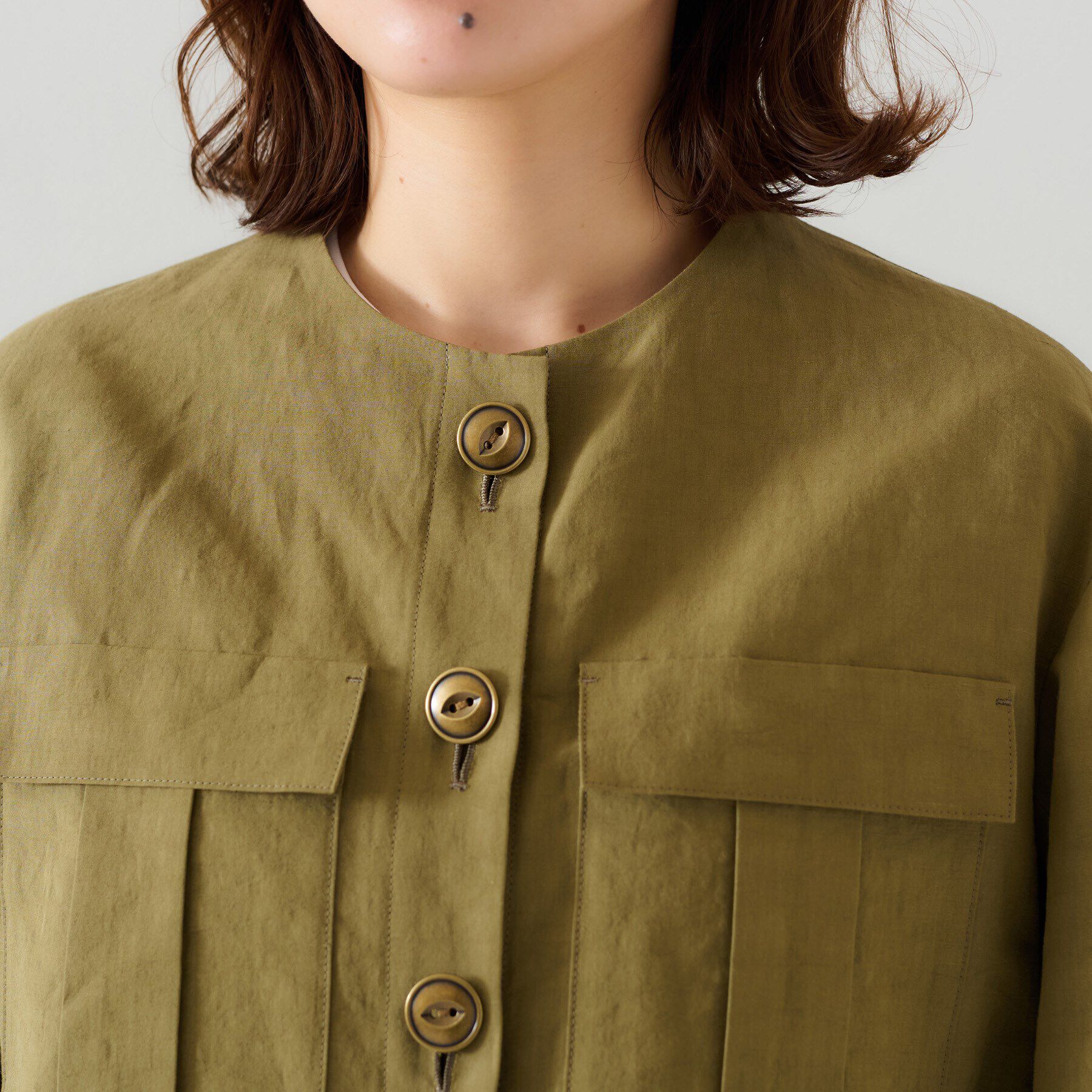 UNTITLED「【トレンド/七分袖】タイプライター ノーカラージャケット」|ノーカラージャケット|