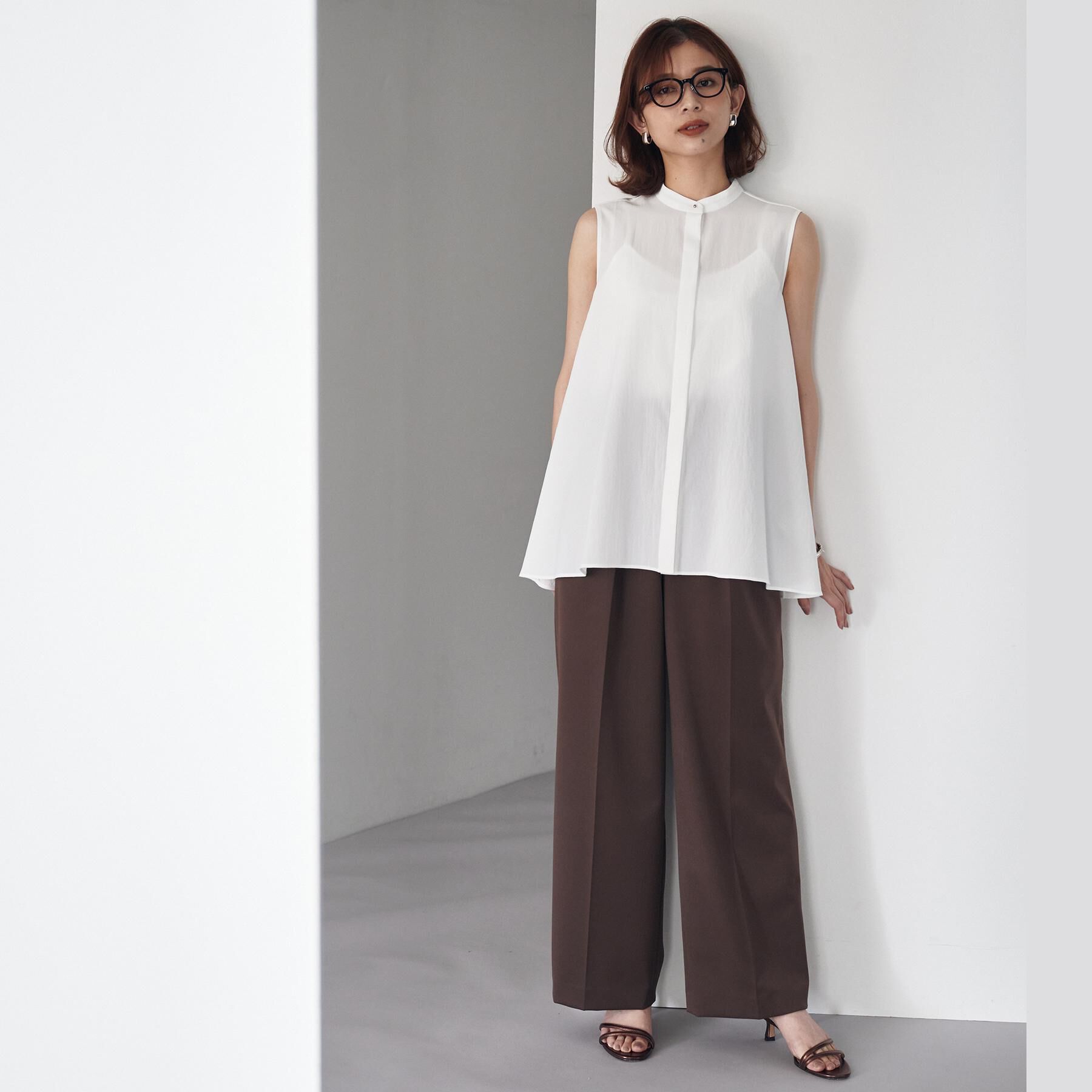 UNTITLED「【接触冷感/吸水速乾】フレアバックシャンブラウス」|シャツ・ブラウス|