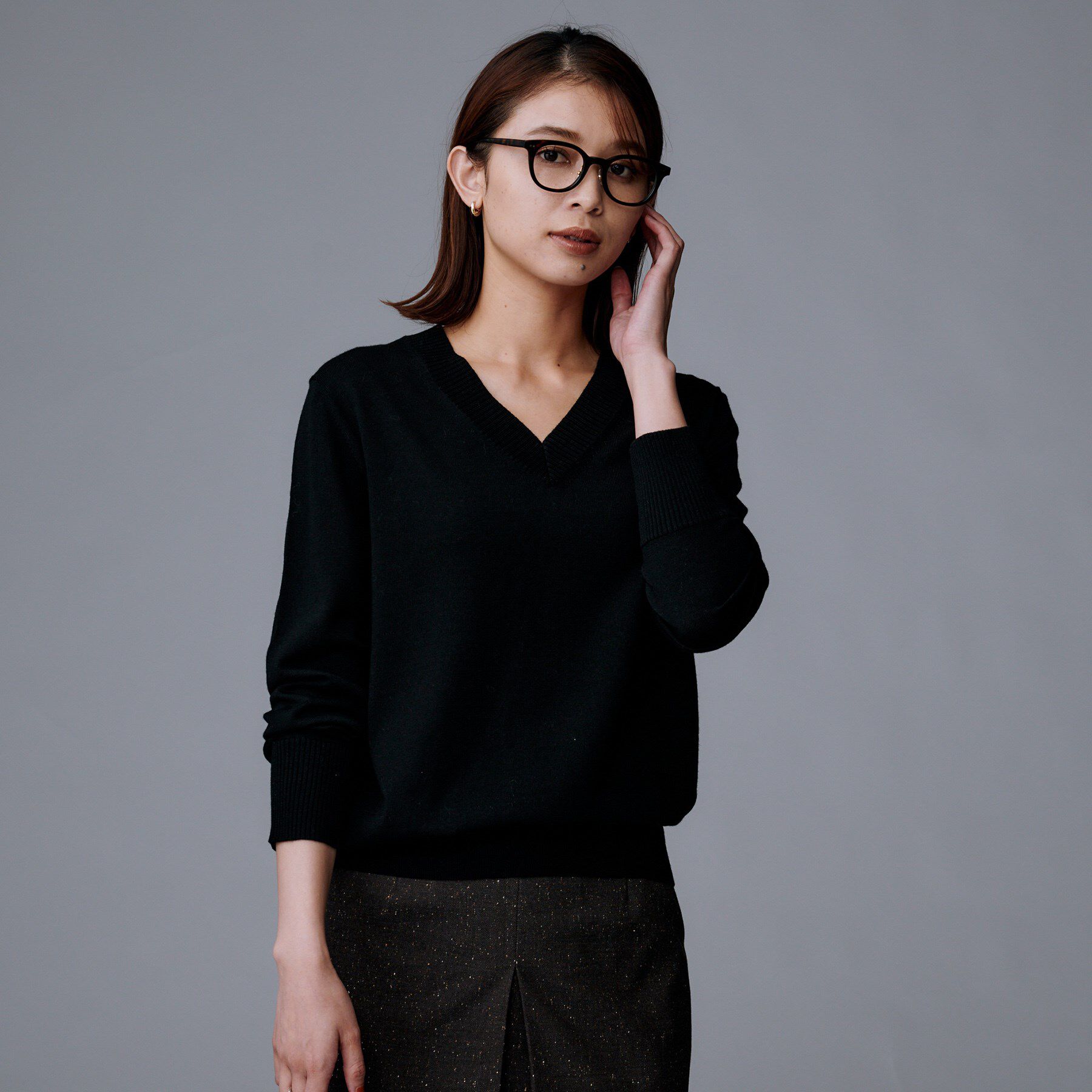 UNTITLED「【洗える/きれいめ】Vネックプルオーバーニット」|ニット・セーター|