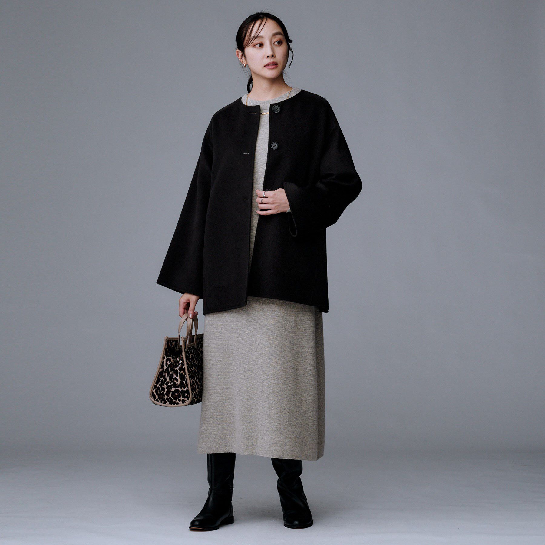 UNTITLED「【ロング丈/ゆったりシルエット】テントライン ニットワンピース」|ワンピース|