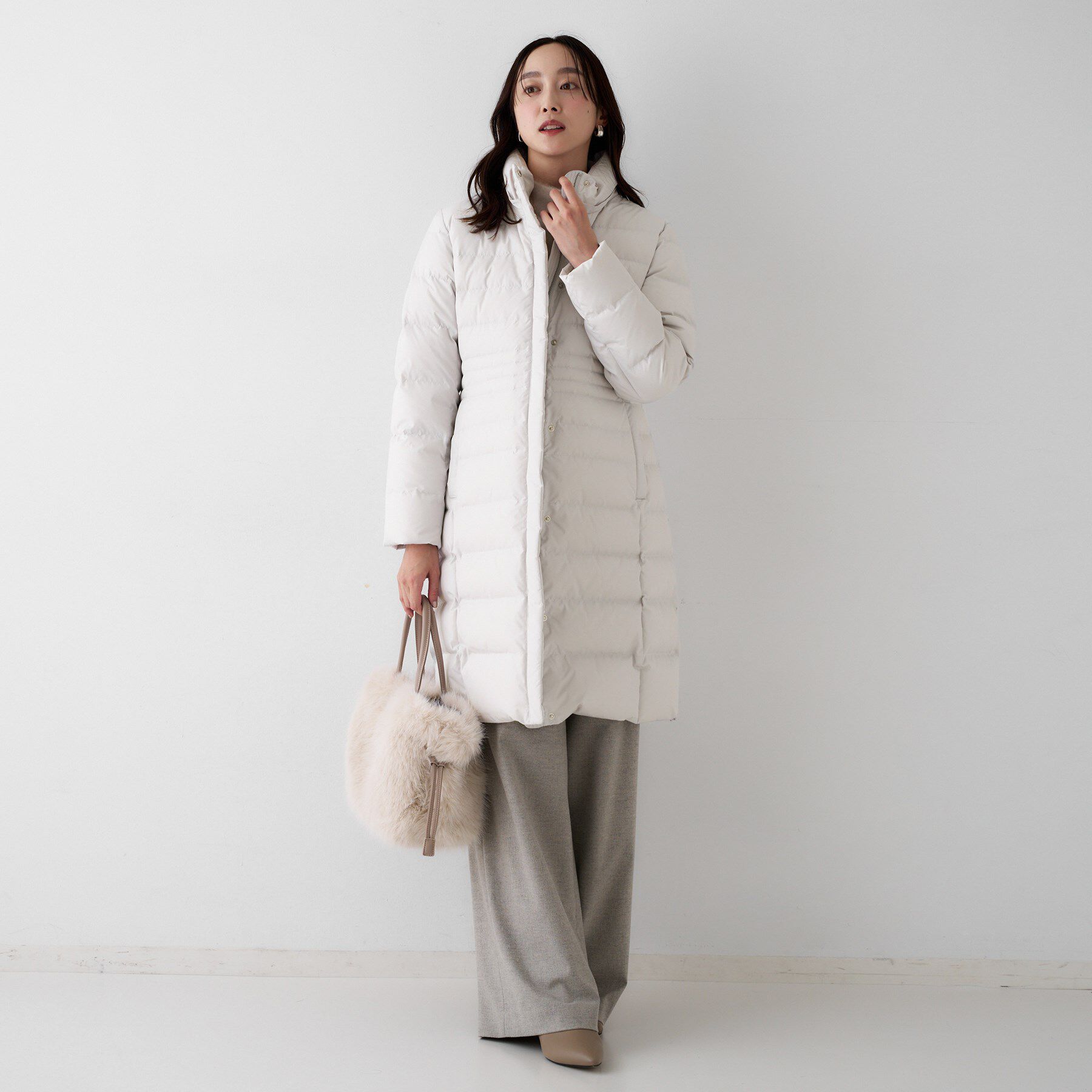 UNTITLED「【はっ水機能/フード取り外し可/防寒】ロングダウンコート」|ダウン|