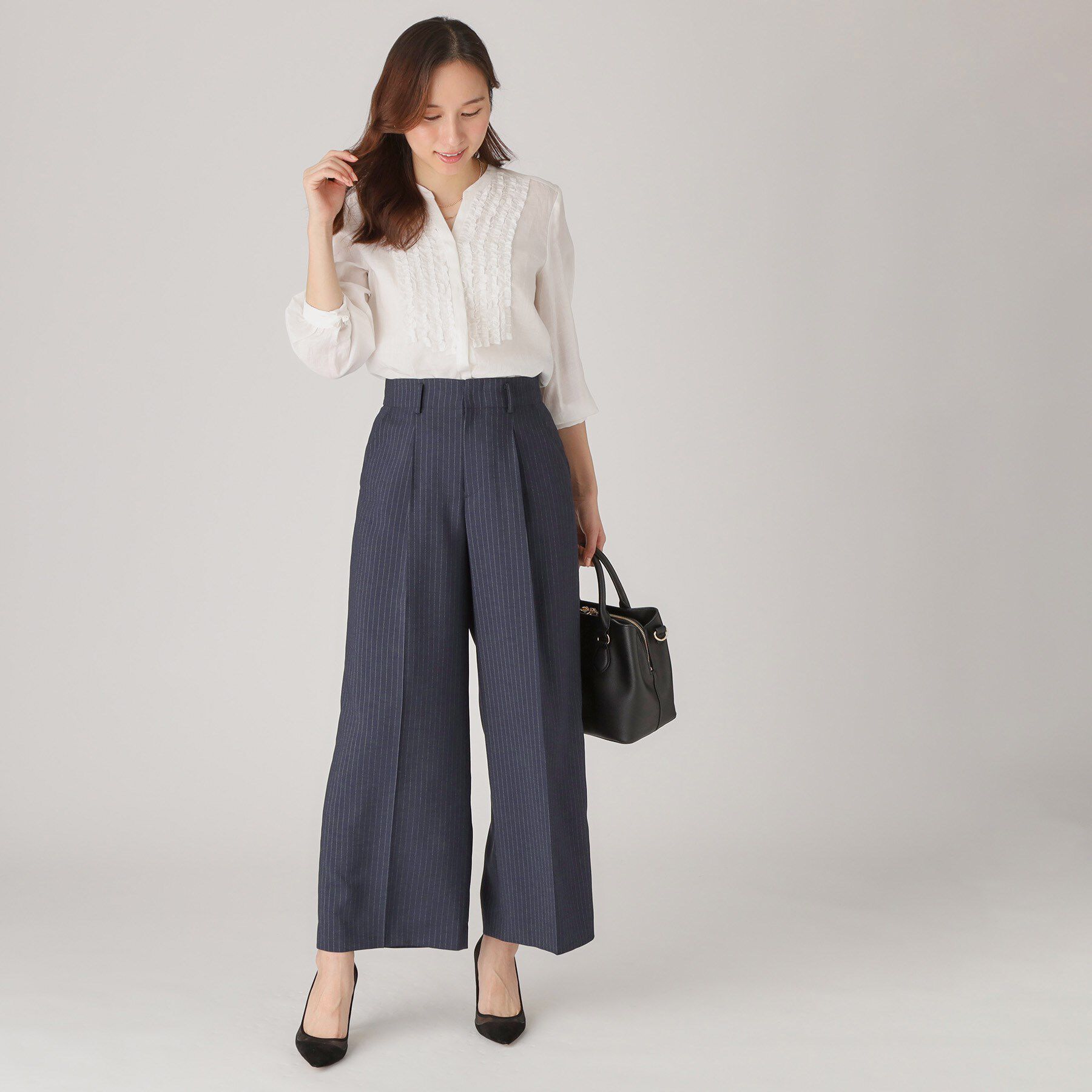 COUP DE CHANCE「【洗える／ウエスト後ろゴム】ストライプ柄ワイドパンツ」|その他|