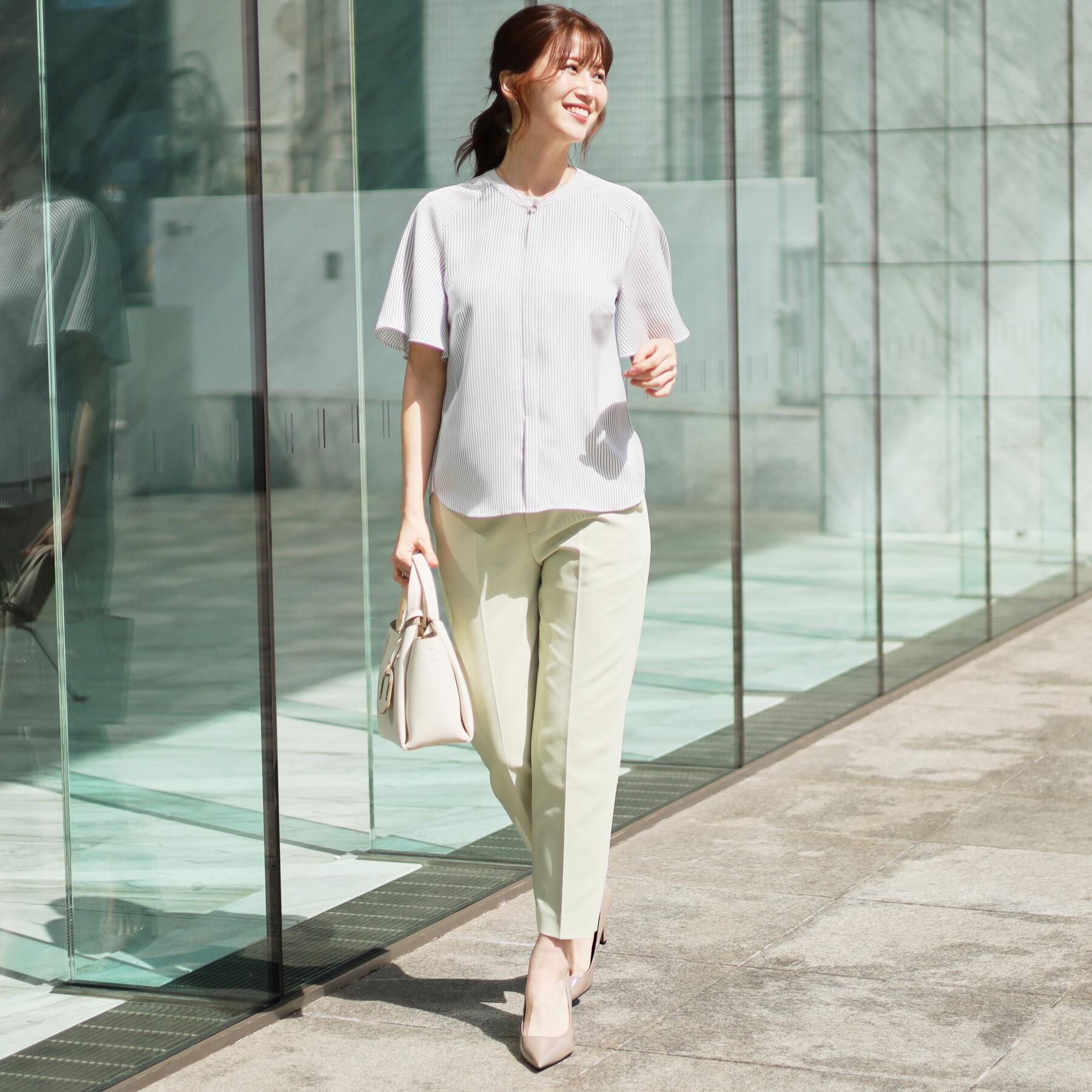 COUP DE CHANCE「【洗える／ストライプ柄】フレア袖ブラウス」|シャツ・ブラウス|