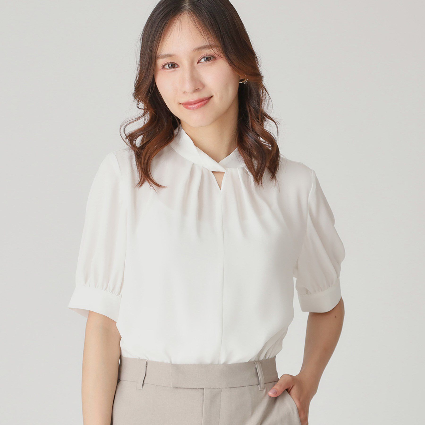 COUP DE CHANCE「【手洗い可／日本製】パフスリーブブラウス」|シャツ・ブラウス|