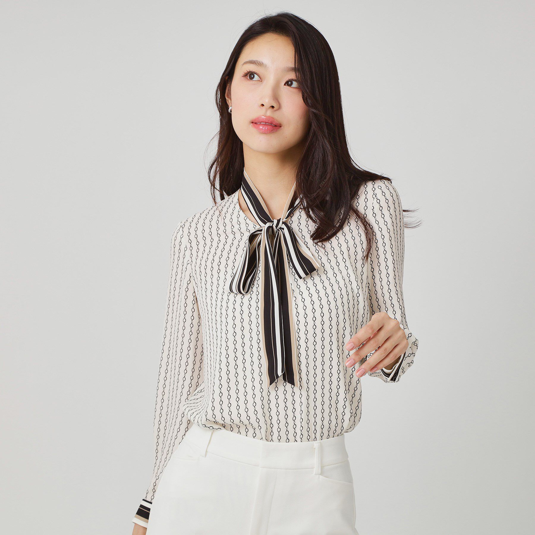 COUP DE CHANCE「【手洗い可／日本製】チェーン柄ブラウス」|シャツ・ブラウス|