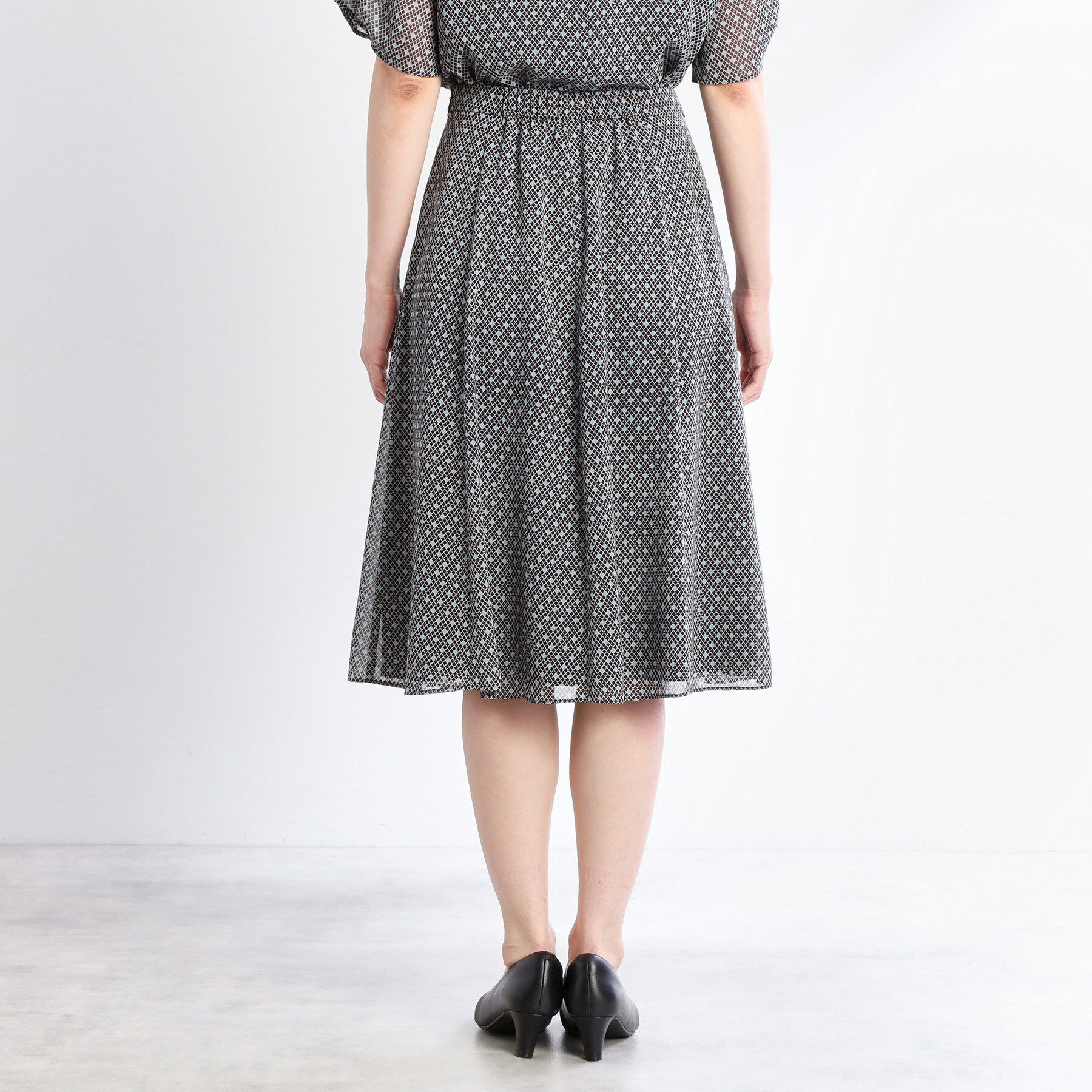 Reflect「【マシンウォッシュ可／セットアップ可】コツキ柄プリントフレアスカート」|スカート|