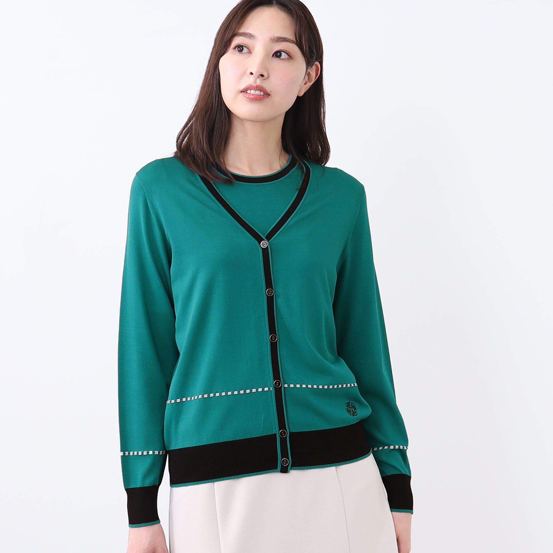 Reflect「【WEB先行カラーあり／手洗い可／アンサンブル可】バイカラーカーディガン」|カーディガン|