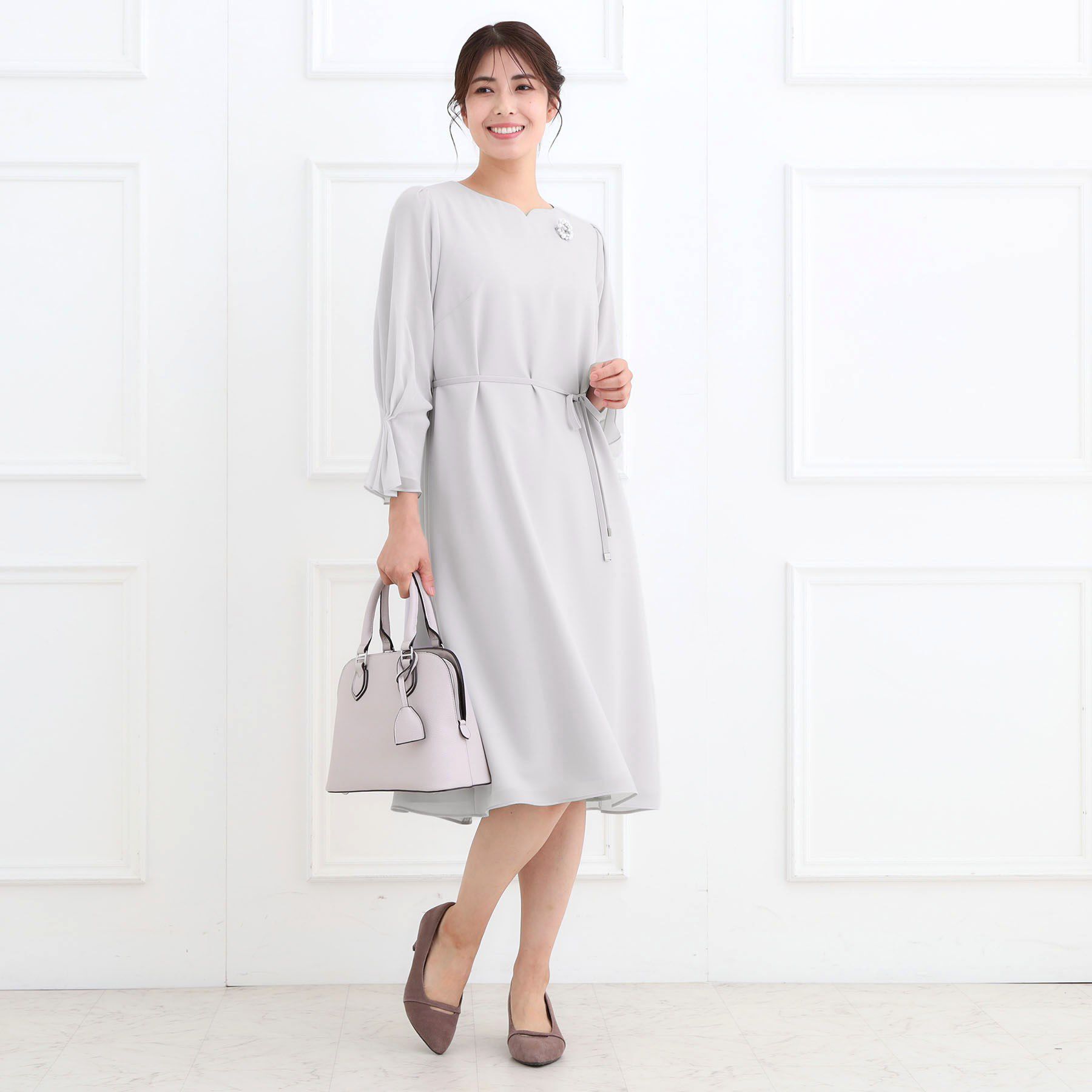 Reflect「【フォーマル／入卒／付属リボン付き】スリーブデザインジョーゼットワンピース」|ワンピース|