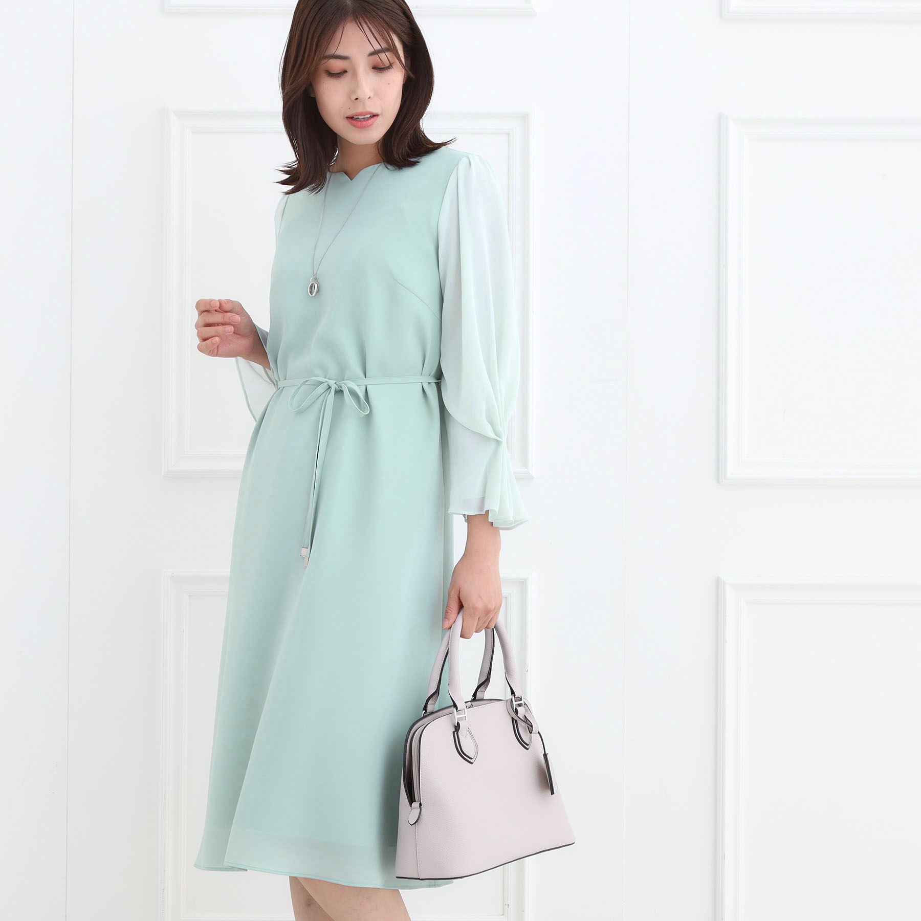 Reflect「【フォーマル／入卒／付属リボン付き】スリーブデザインジョーゼットワンピース」|ワンピース|