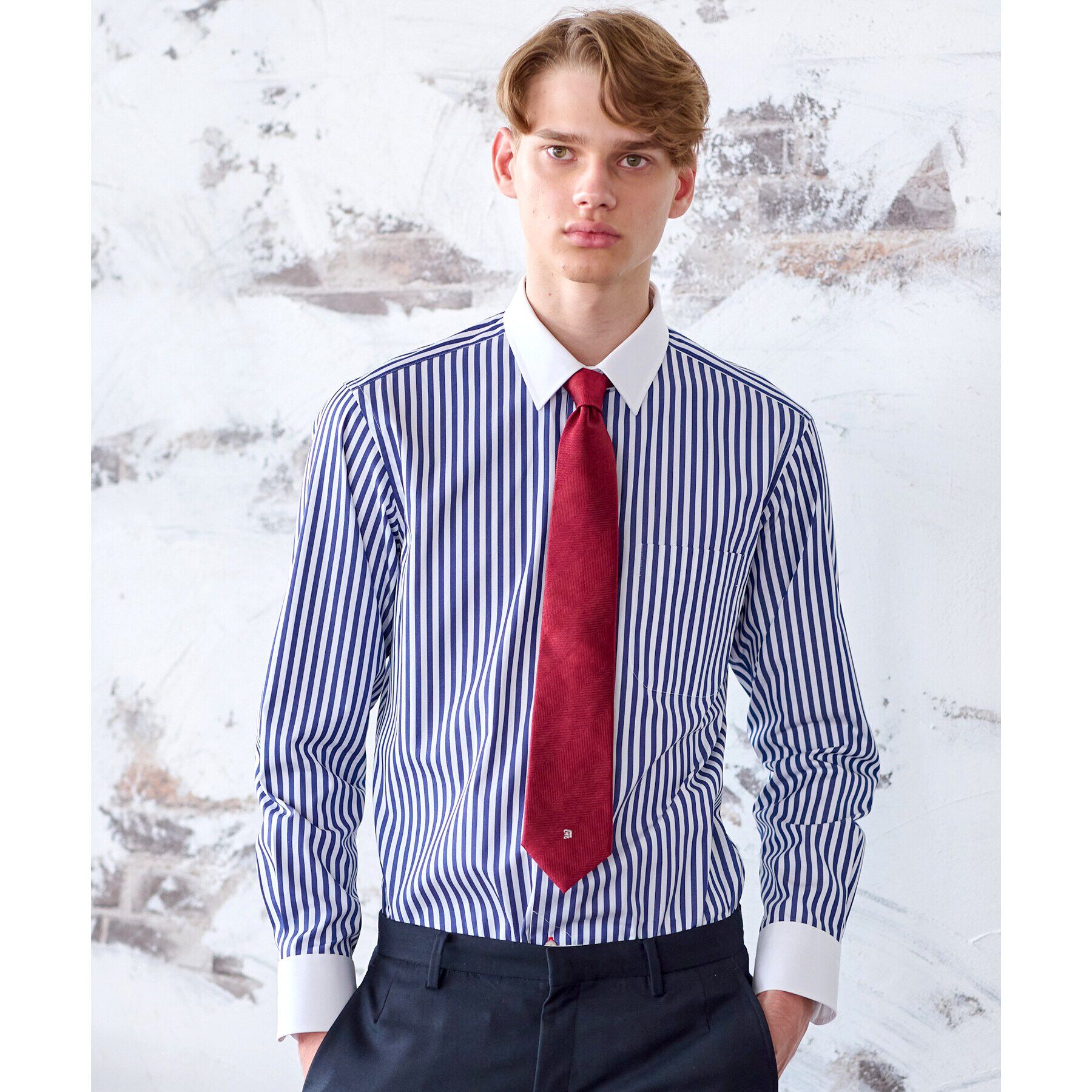 DRESSTERIOR「ロンストクレリックカラーシャツ」|シャツ・ブラウス|ネイビー(394)