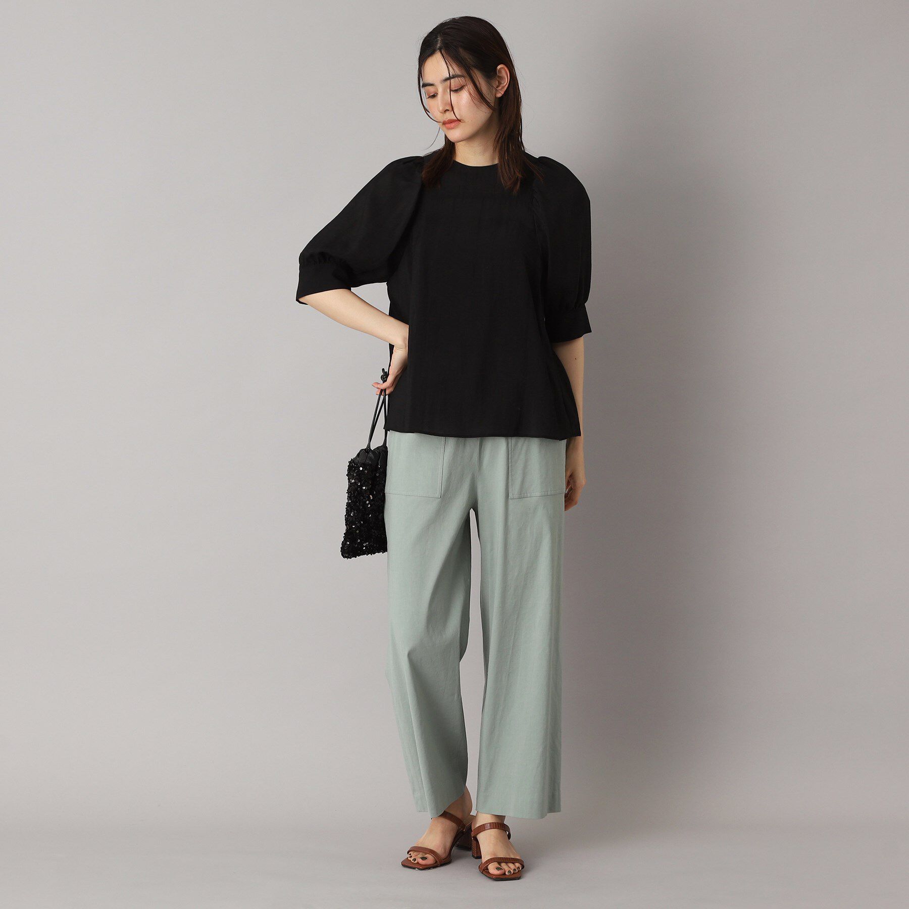 DRESSTERIOR「【洗える/清涼感】ボリュームスリーブバックジップブラウス」|シャツ・ブラウス|