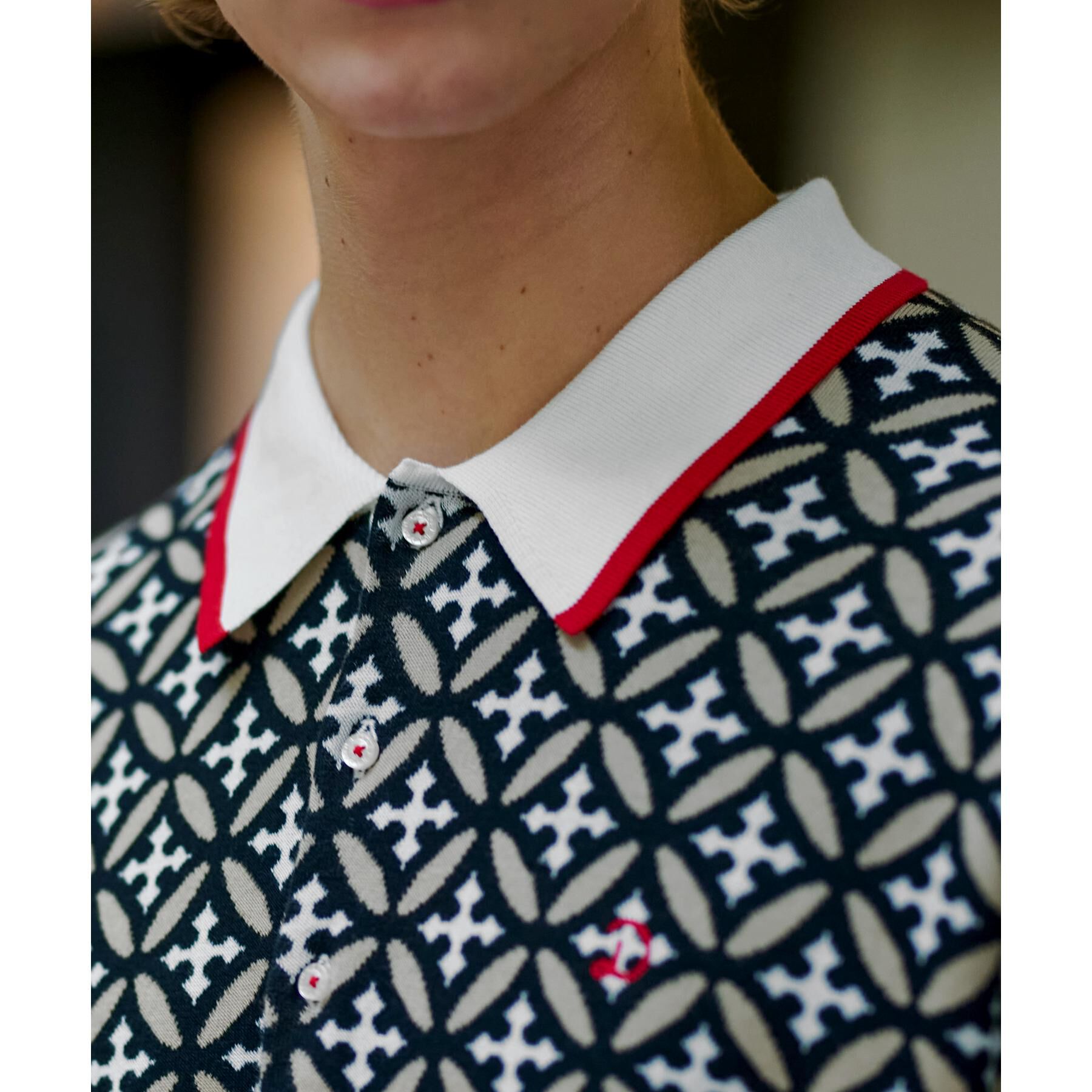 DRESSTERIOR「オーバーラップサークル ニットポロシャツ」|ニット・セーター|