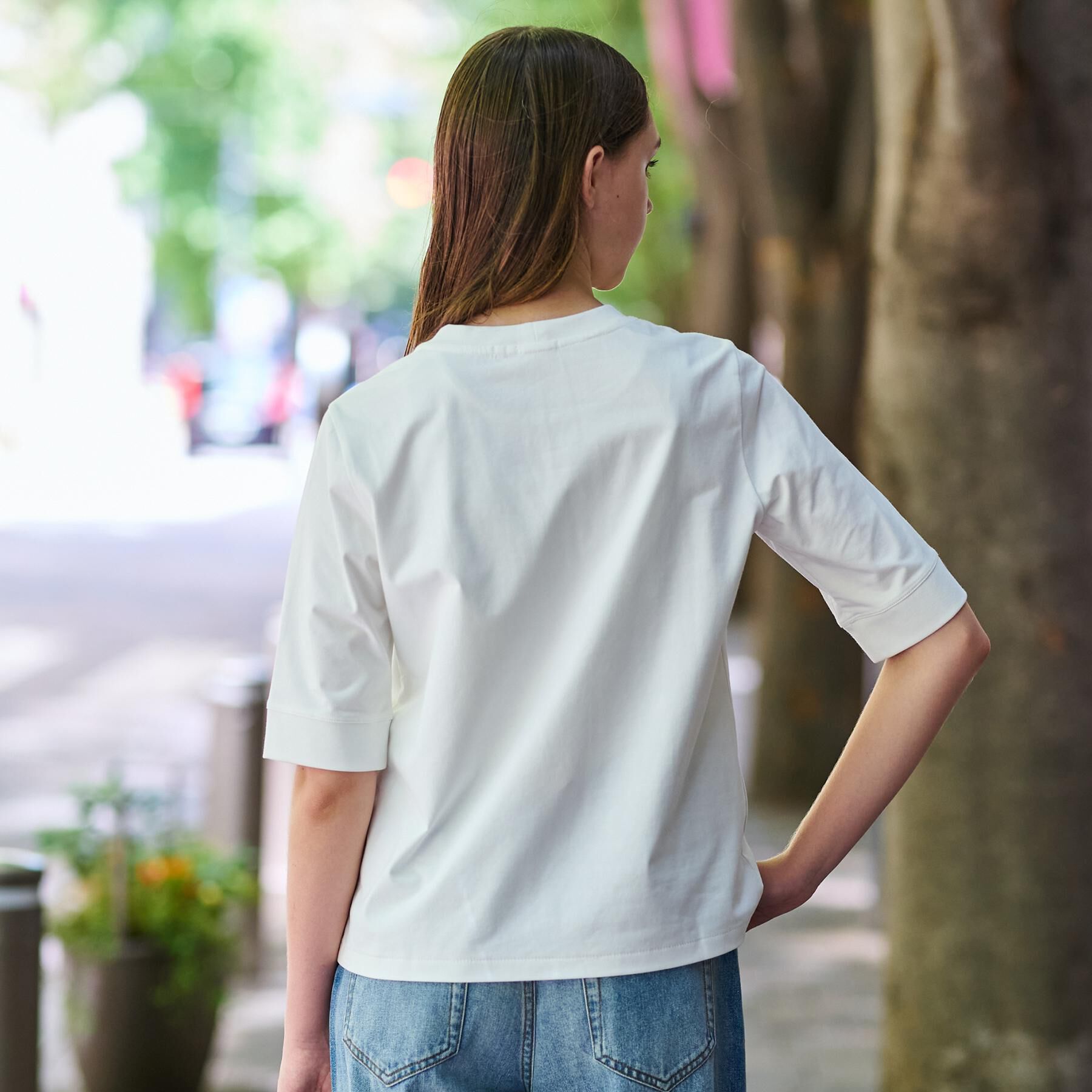 DRESSTERIOR「【洗える/五分丈】バックブリーズテック五分丈Tシャツ」|Tシャツ・カットソー|