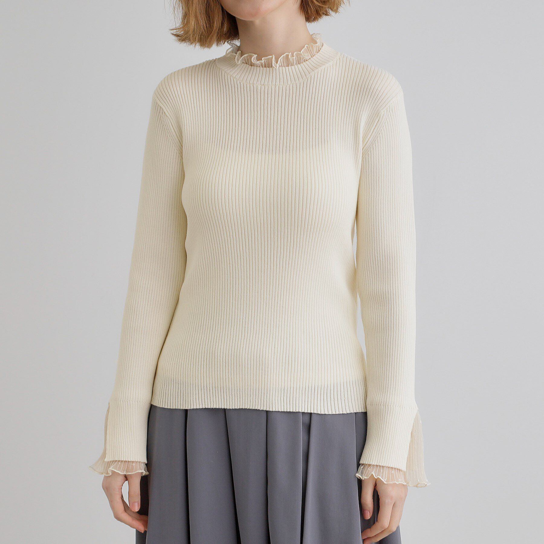 grove「チュールプリーツレイヤードプルオーバー」|ニット・セーター|