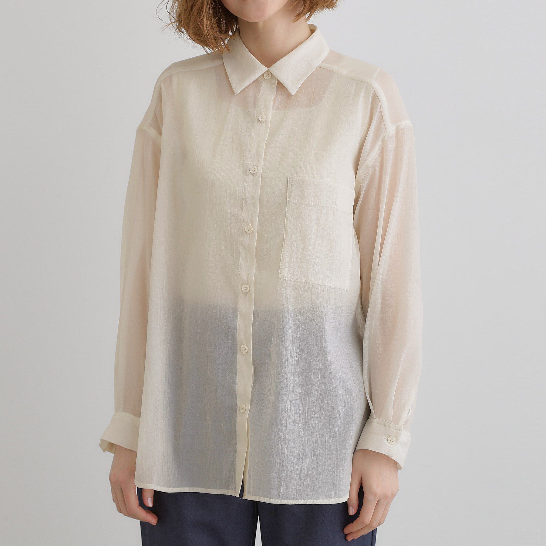 grove「【大人の抜け感スタイル】ストライプアソートシアーオーバーシャツ」|シャツ・ブラウス|