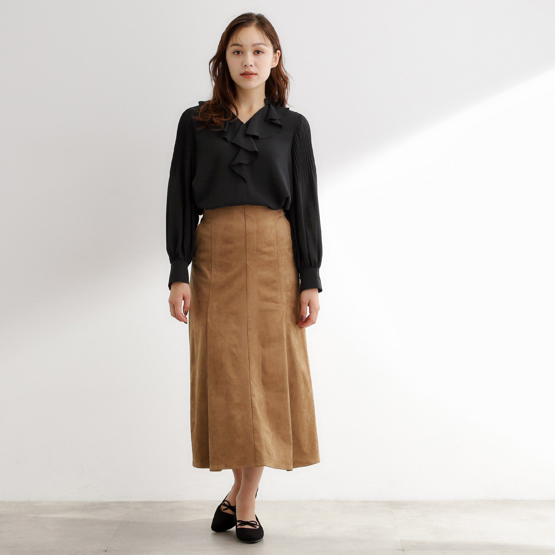 grove「袖プリーツフロントフリルブラウス」|シャツ・ブラウス|