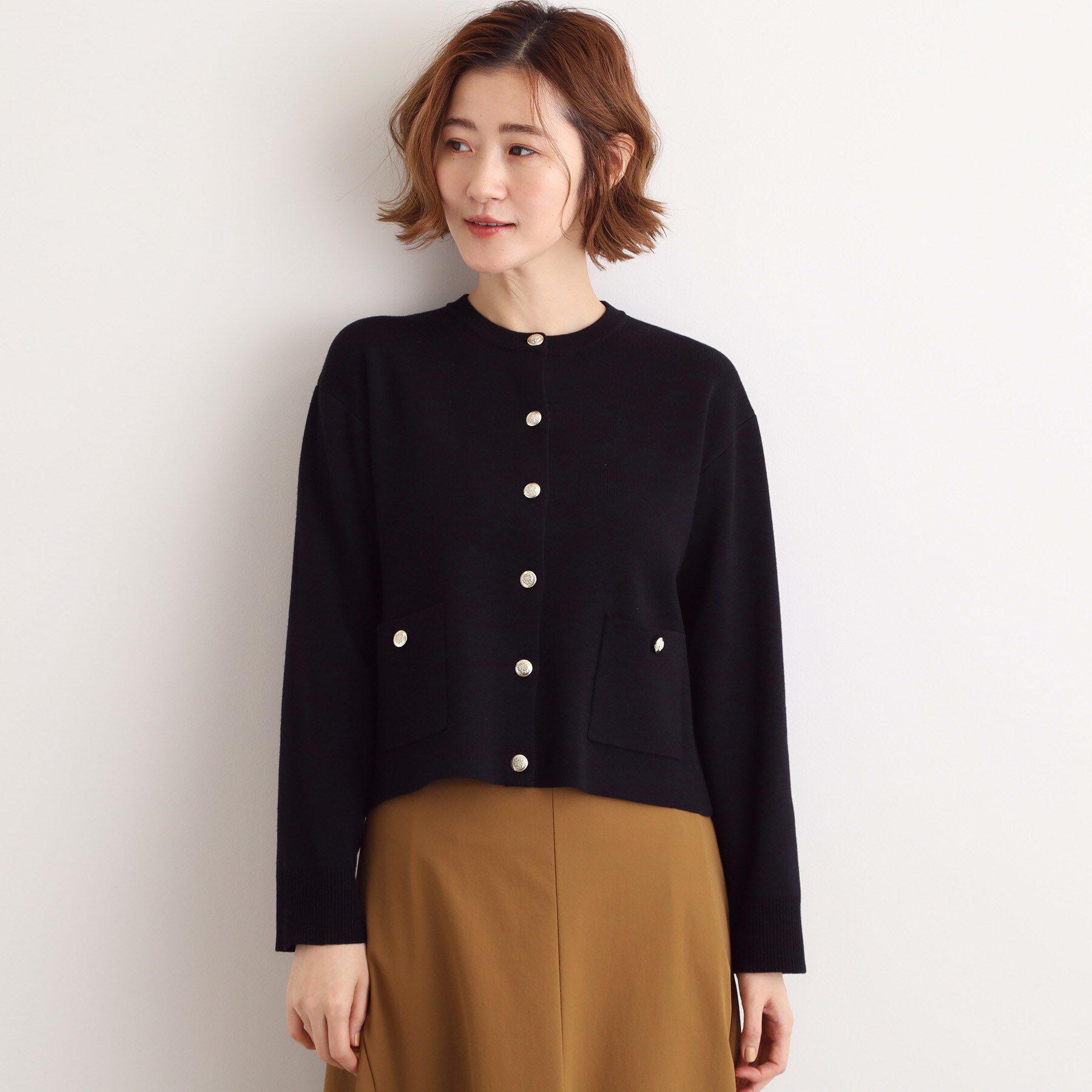 grove「【SET UP対応】ジャケットライク総針カーディガン」|カーディガン|ブラック(019)