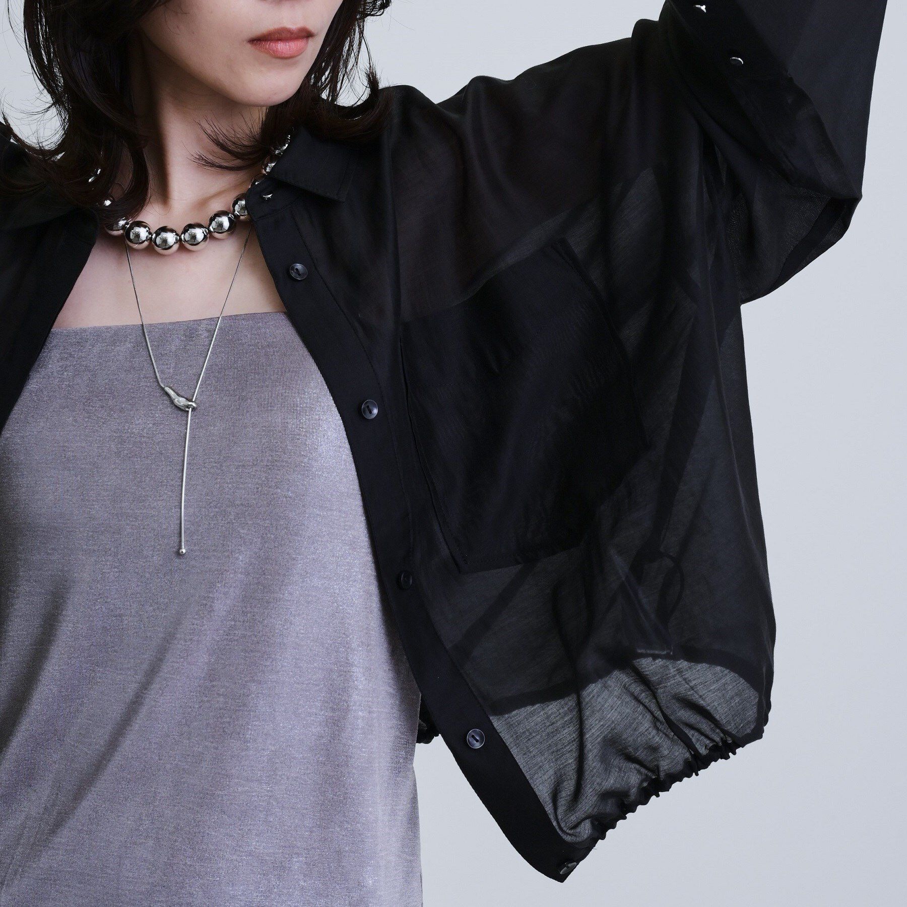 GALLEST「【再入荷】シアーローンステンカラーシャツ/シアーシャツ/シアートップス」|シャツ・ブラウス|