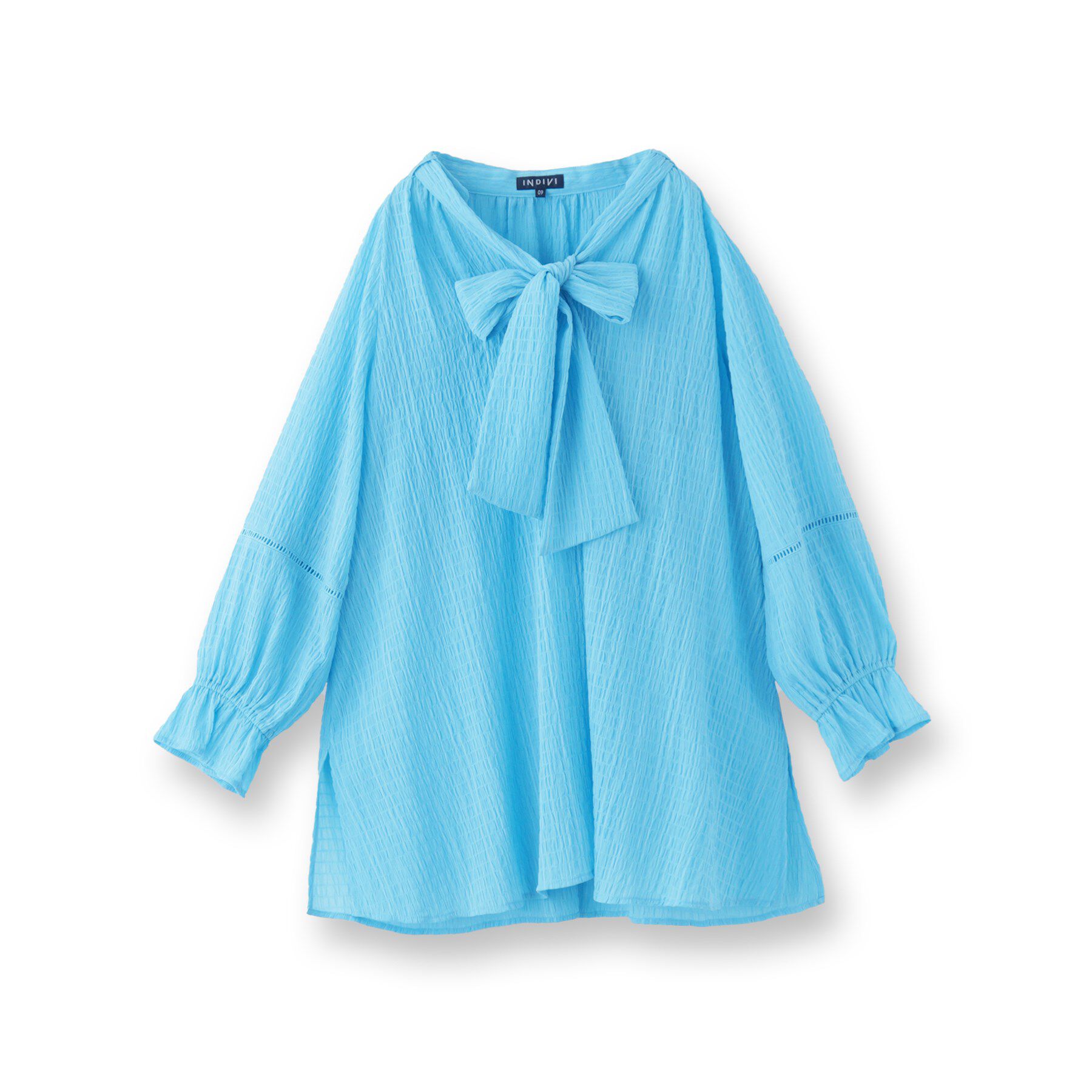 INDIVI「【洗える／シャーリング素材】ボリューム袖エアリーブラウス」|シャツ・ブラウス|