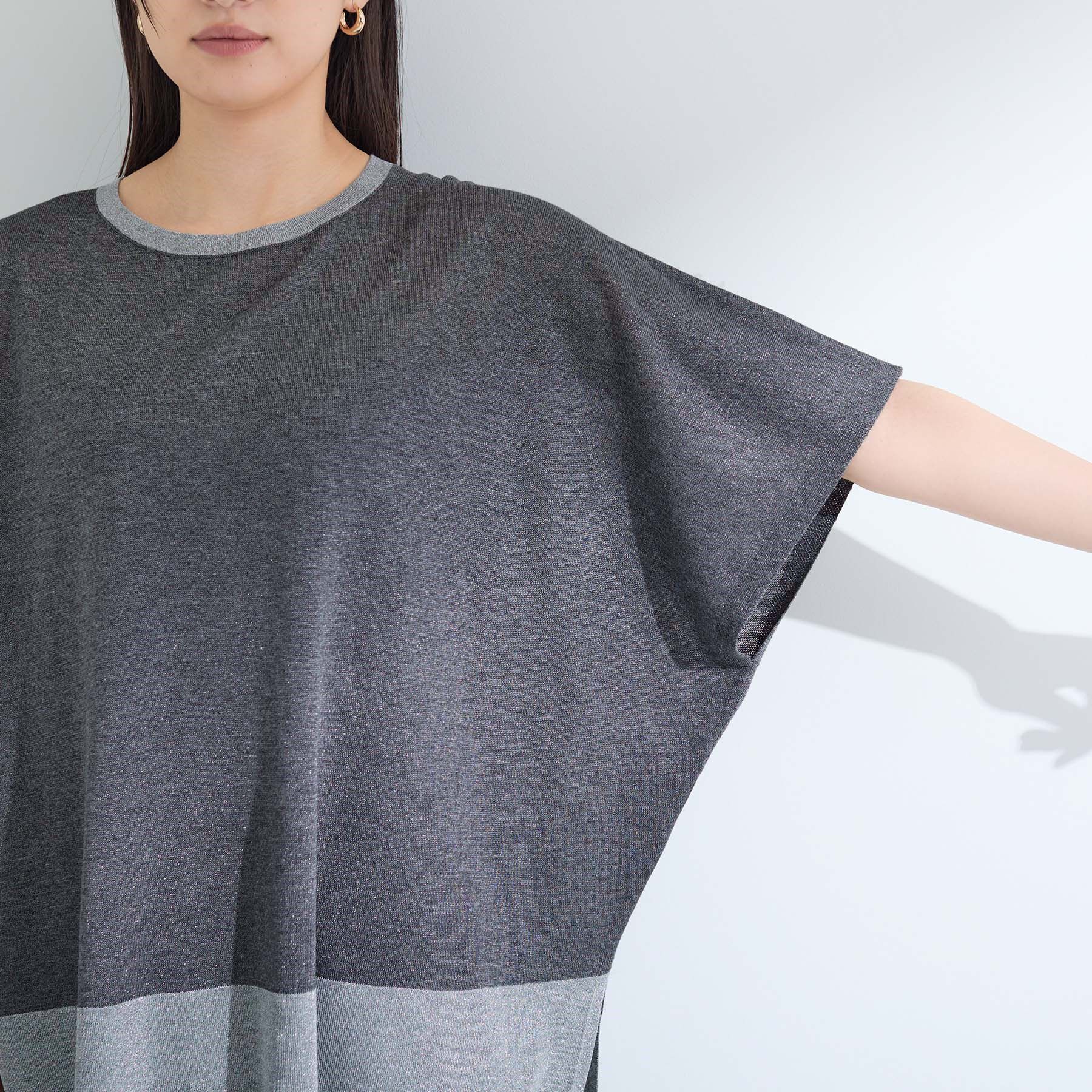 INDIVI「【洗える／二の腕カバー】バイカラーラメニット」|ニット・セーター|