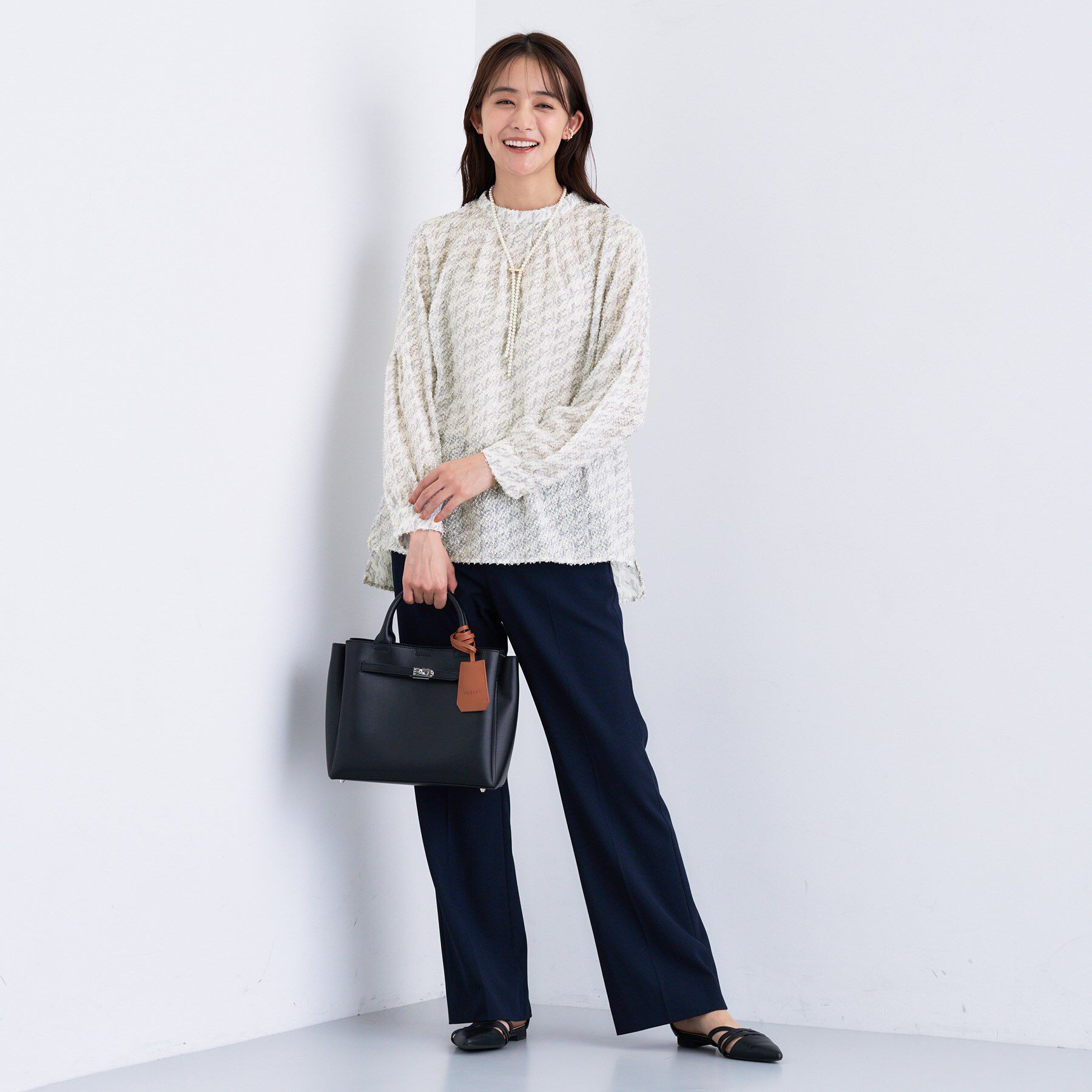 INDIVI「【きれいめ／オフィス／イベント】フェザージャカードブラウス」|シャツ・ブラウス|