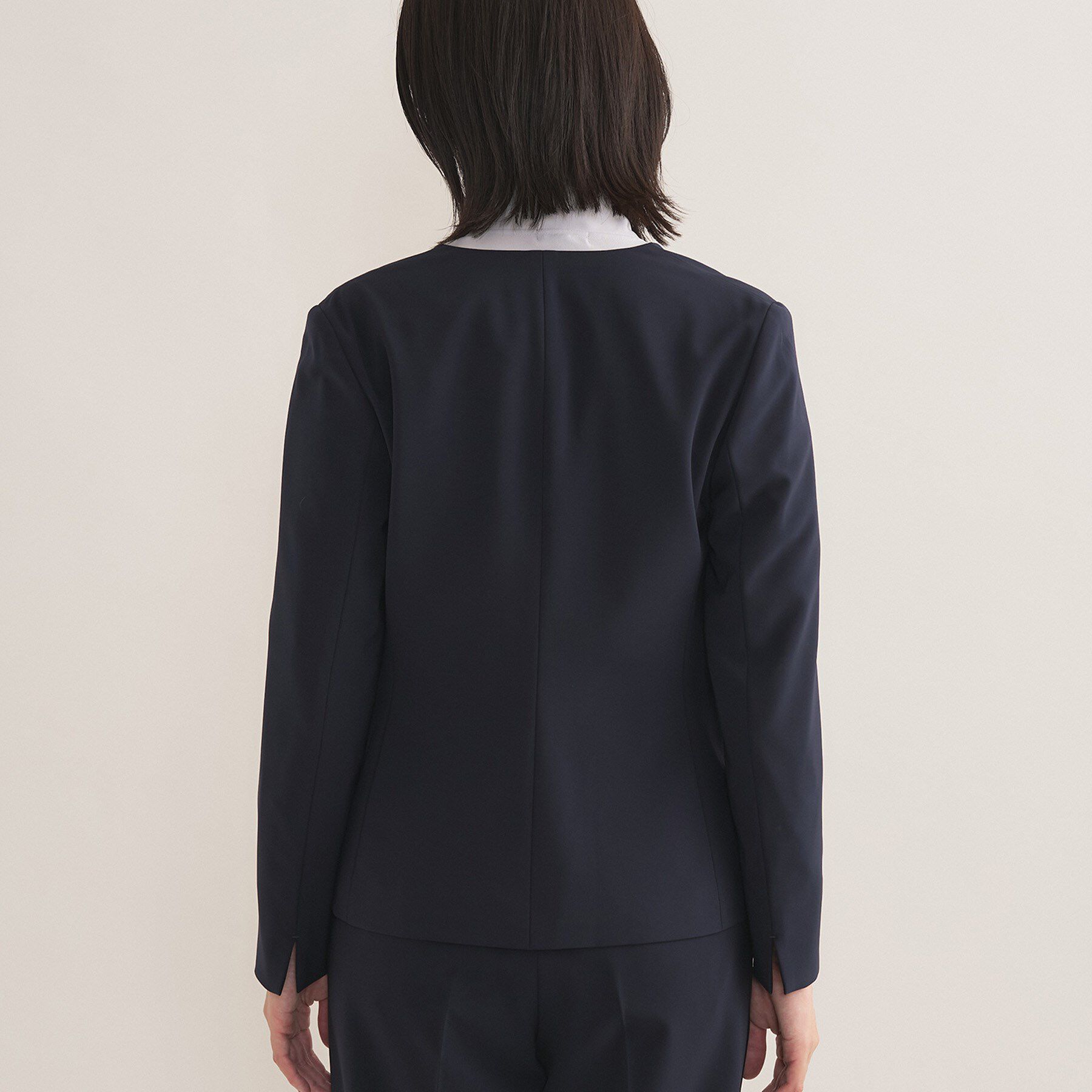 INDIVI「【通勤スーツ／洗える】ストレッチカラーレスジャケット」|スーツ|