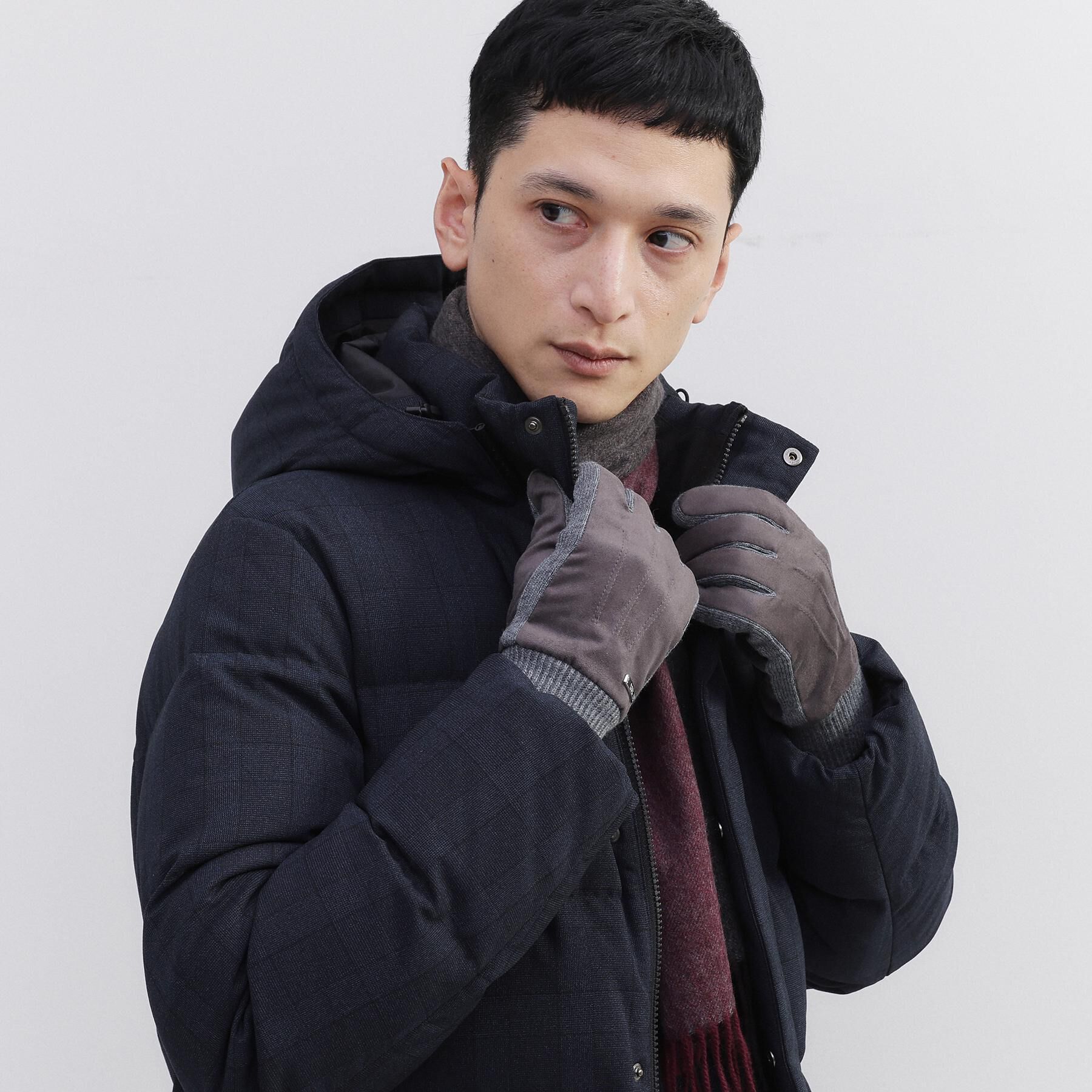 TAKEO KIKUCHI「スエード調ニットコンビ ウォッシャブルグローブ」|手袋|